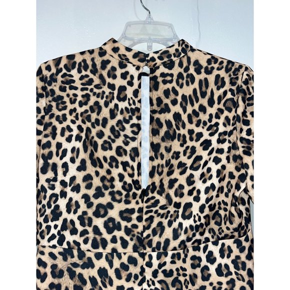 ZARA Leopard Animal Print Mock Neck Dress size Medium - Picture 6 of 9